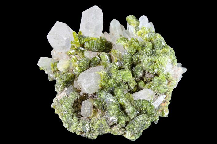 Lustrous Epidote with Quartz Crystals - Morocco #161151